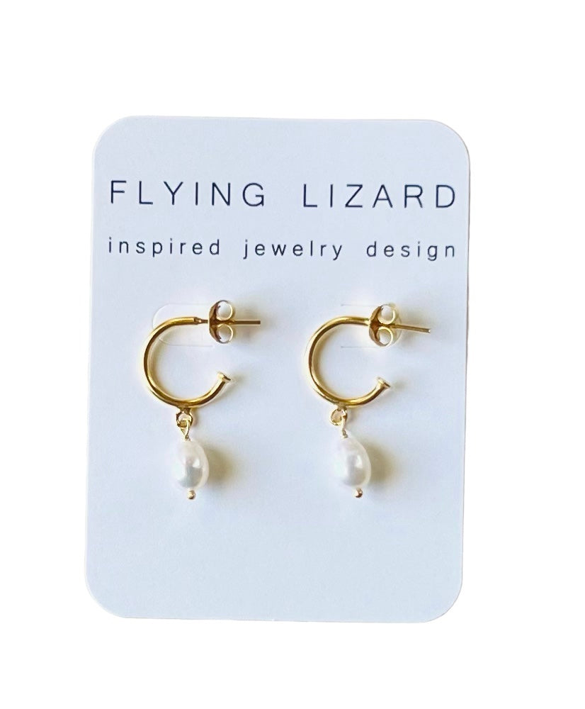 Timeless Gold & Pearl Post  Hoops