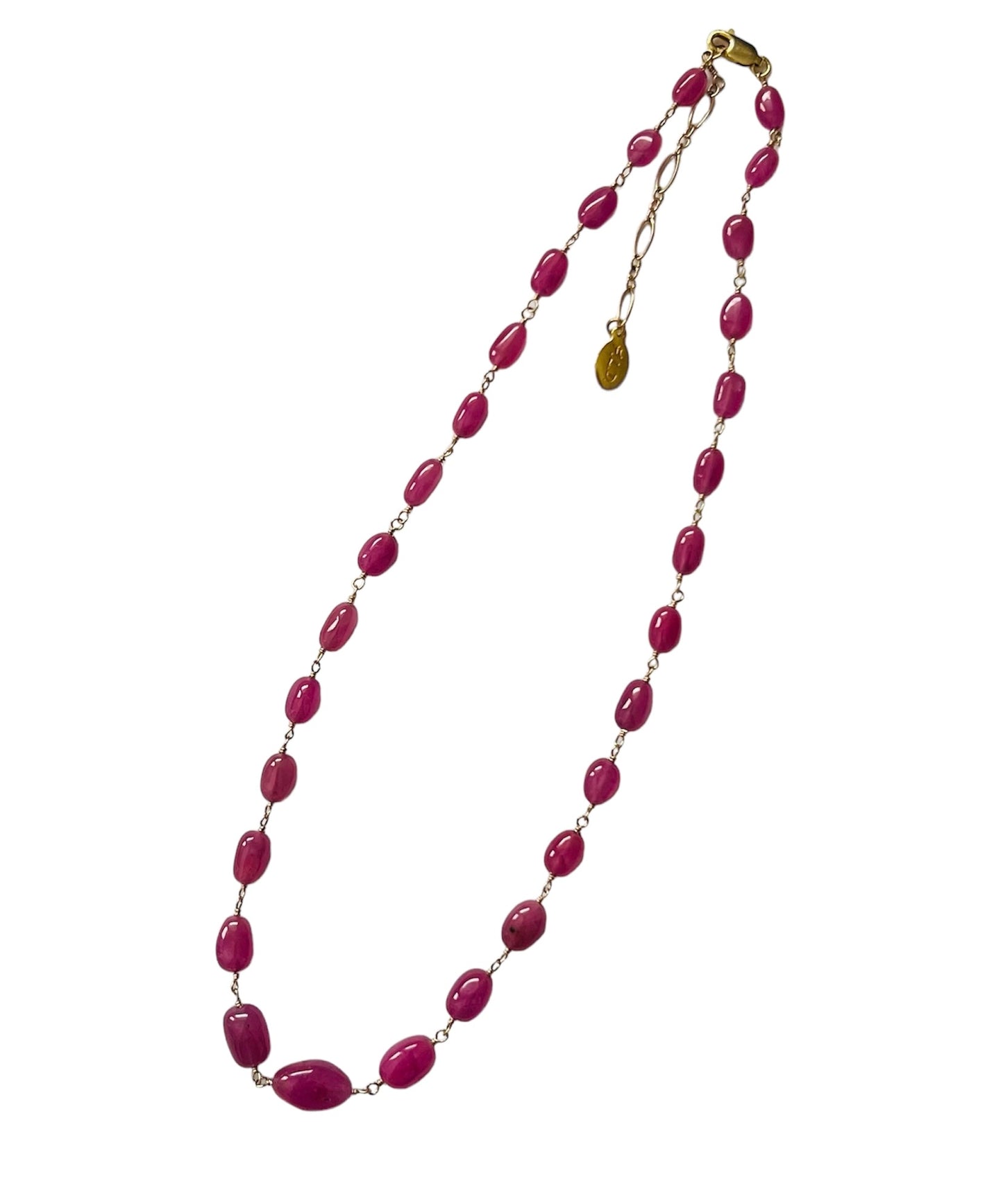 Ruby Oval Bead Gold Necklace