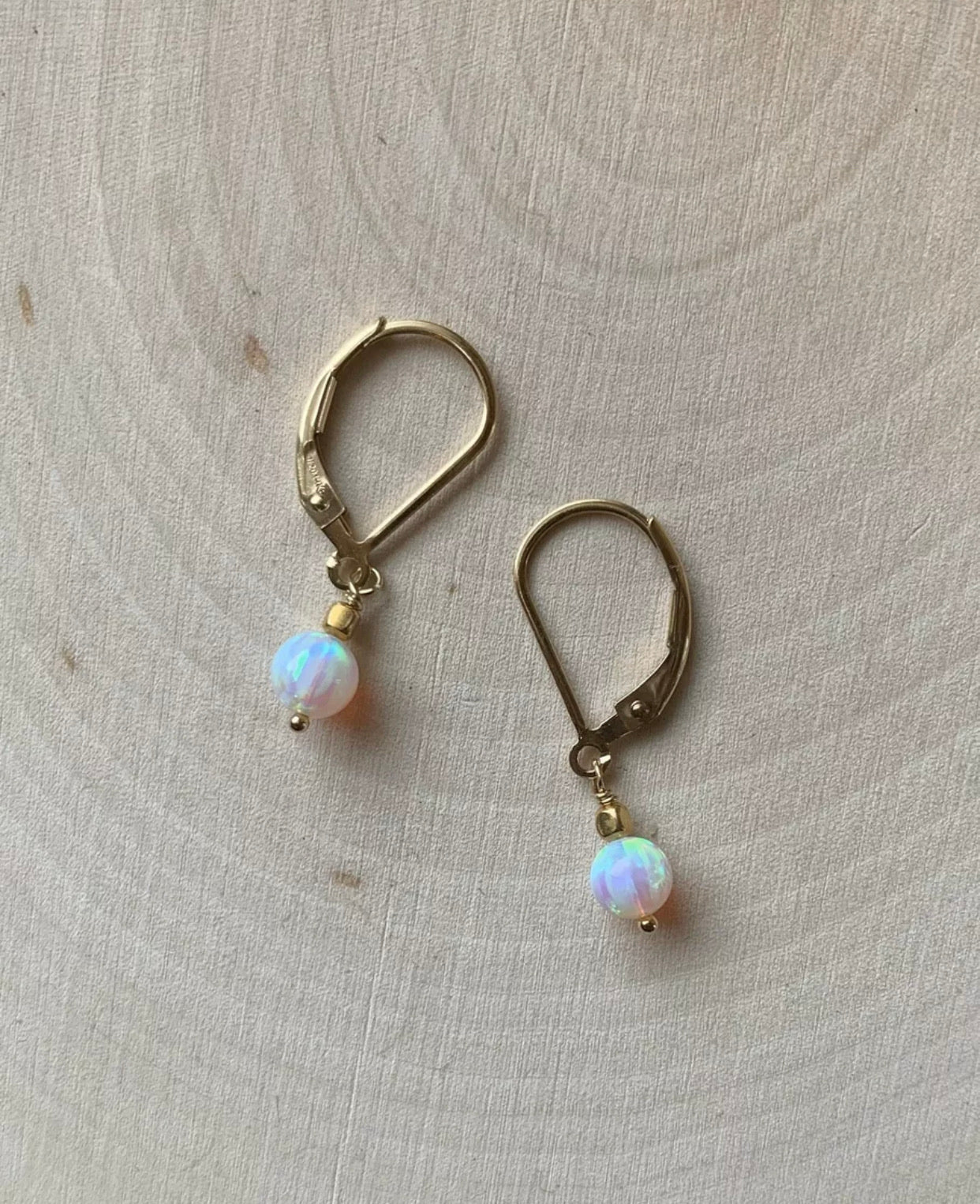 Round Opal Drop Earring