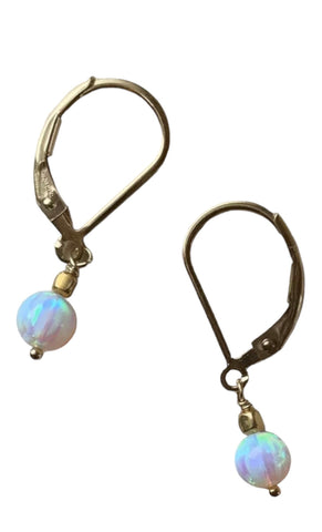 Round Opal Drop Earring
