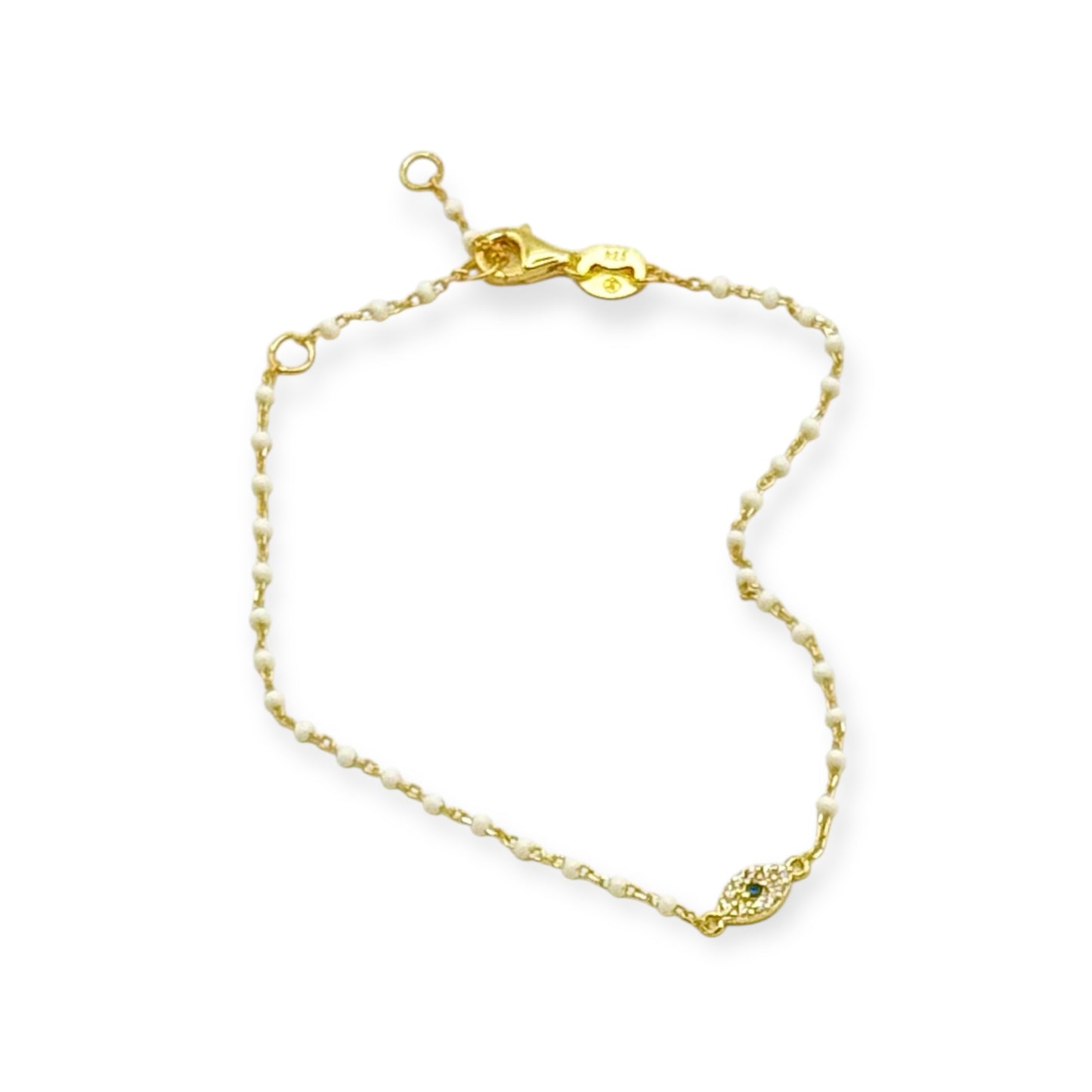 Evil Eye White Enameled Bracelet - Flyinglizard