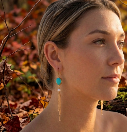 Pacific Rodeo Turquoise Chain Drop Earrings