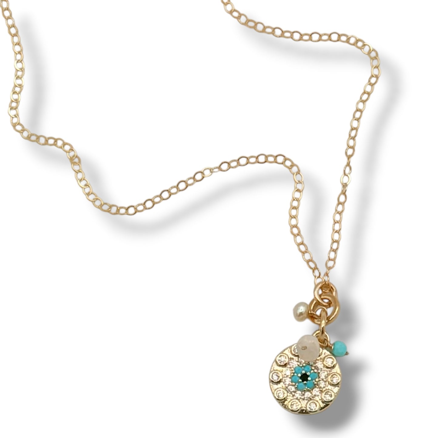 Turquoise Talisman Charm Necklaces – 14K Gold Filled