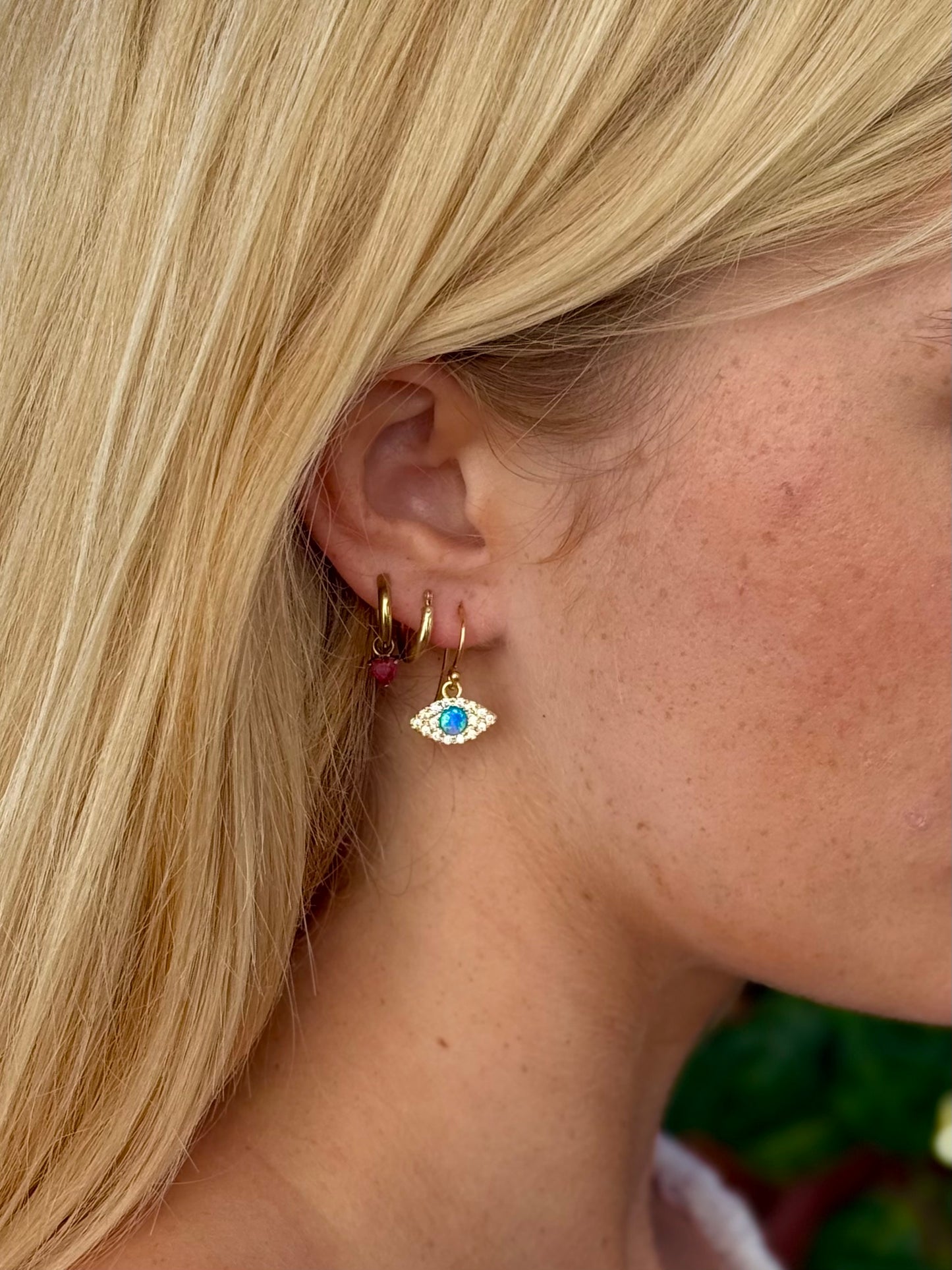 Evil Eye Opal Earrings