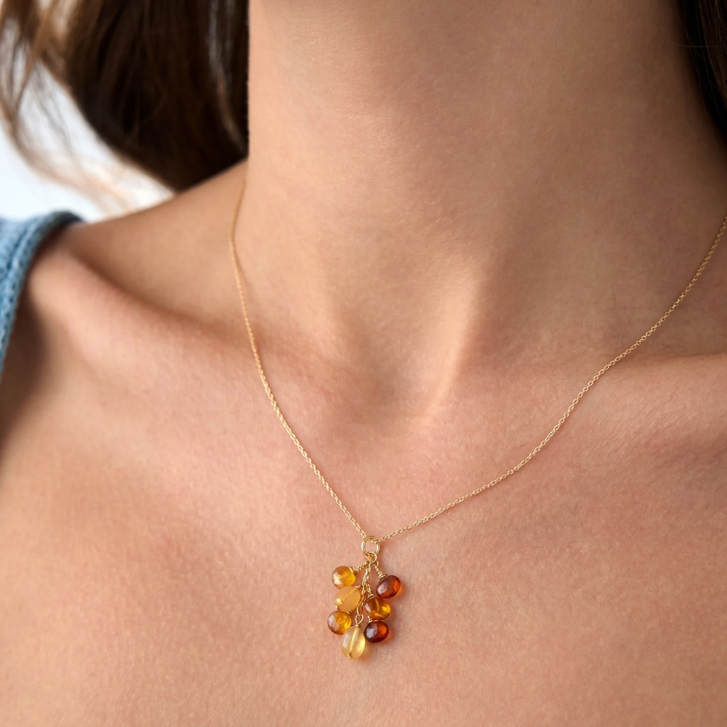 Gemstone Raindrop Necklace – Citrine, Tourmaline or Tanzanite Moonstone .