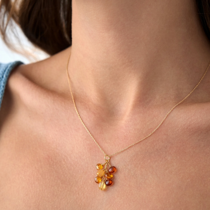 Gemstone Raindrop Necklace – Citrine, Tourmaline or Tanzanite Moonstone .