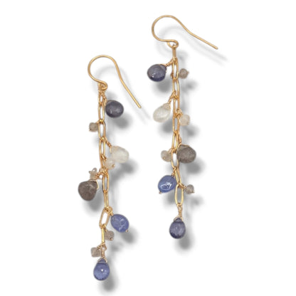 Gemstone Cascade Paperclip Earrings