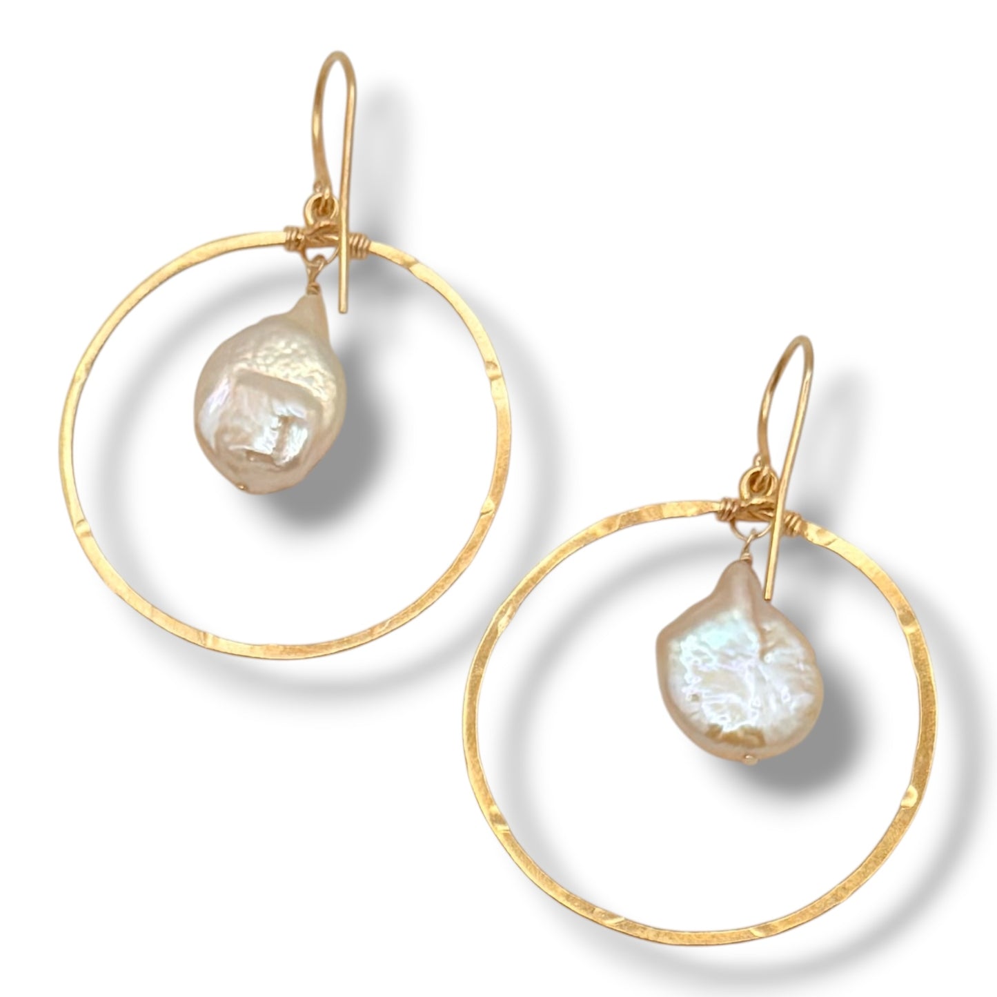 White or Blush Pearl Nugget Hoops
