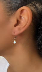 Round Opal Drop Earring