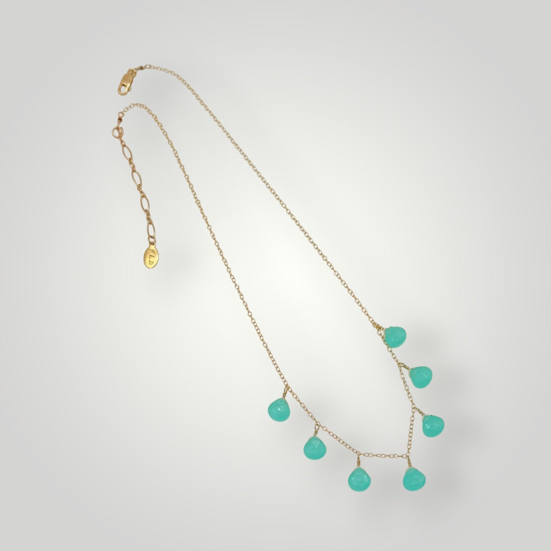 Chalcedony Heart  Stone Necklace