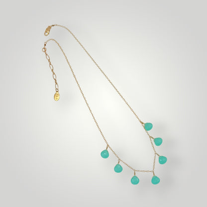 Chalcedony Heart  Stone Necklace
