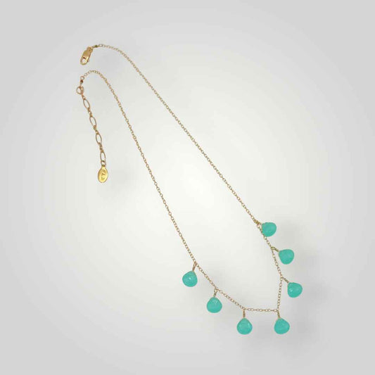 Chalcedony Heart  Briollette Necklace
