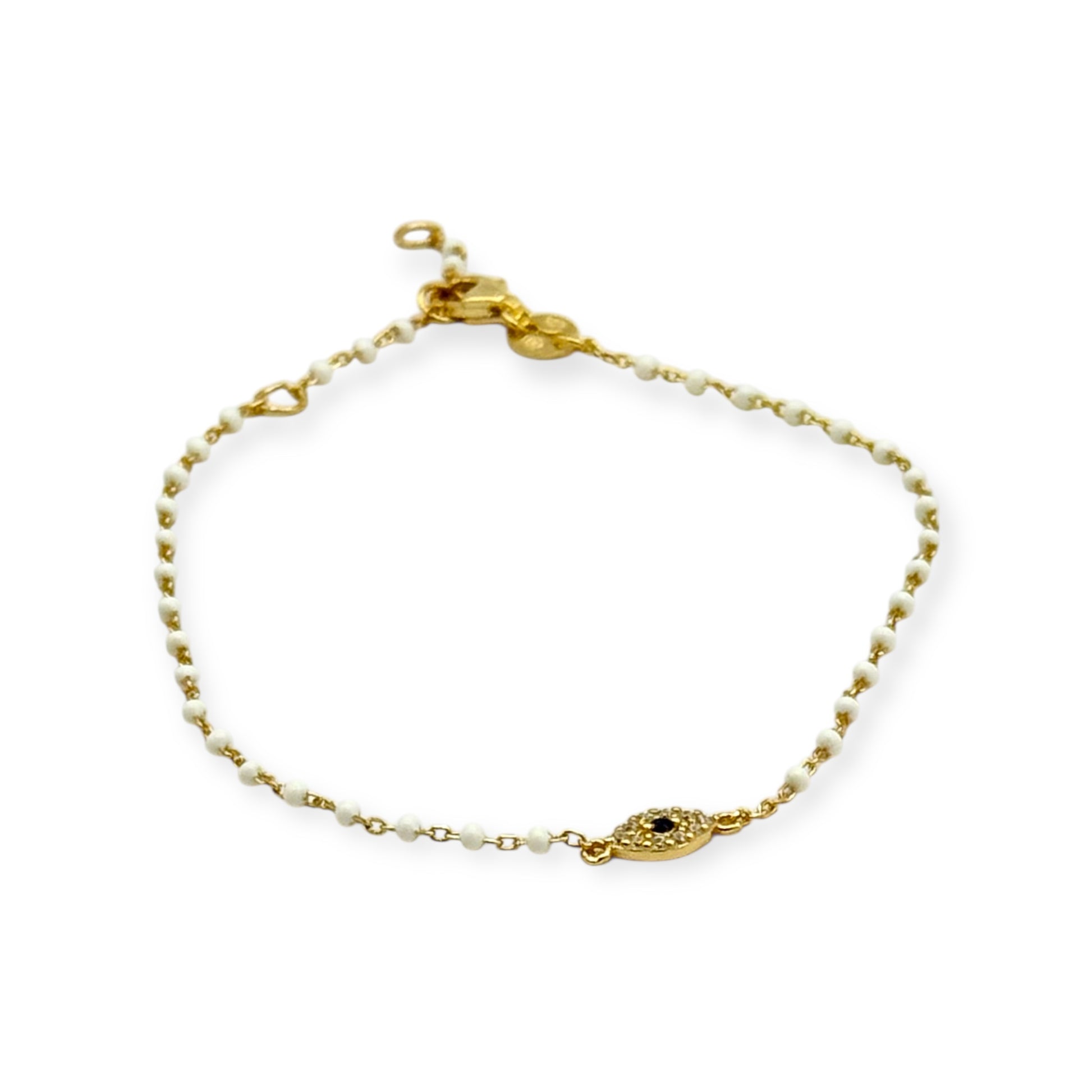 Evil Eye White Enameled Bracelet - Flyinglizard