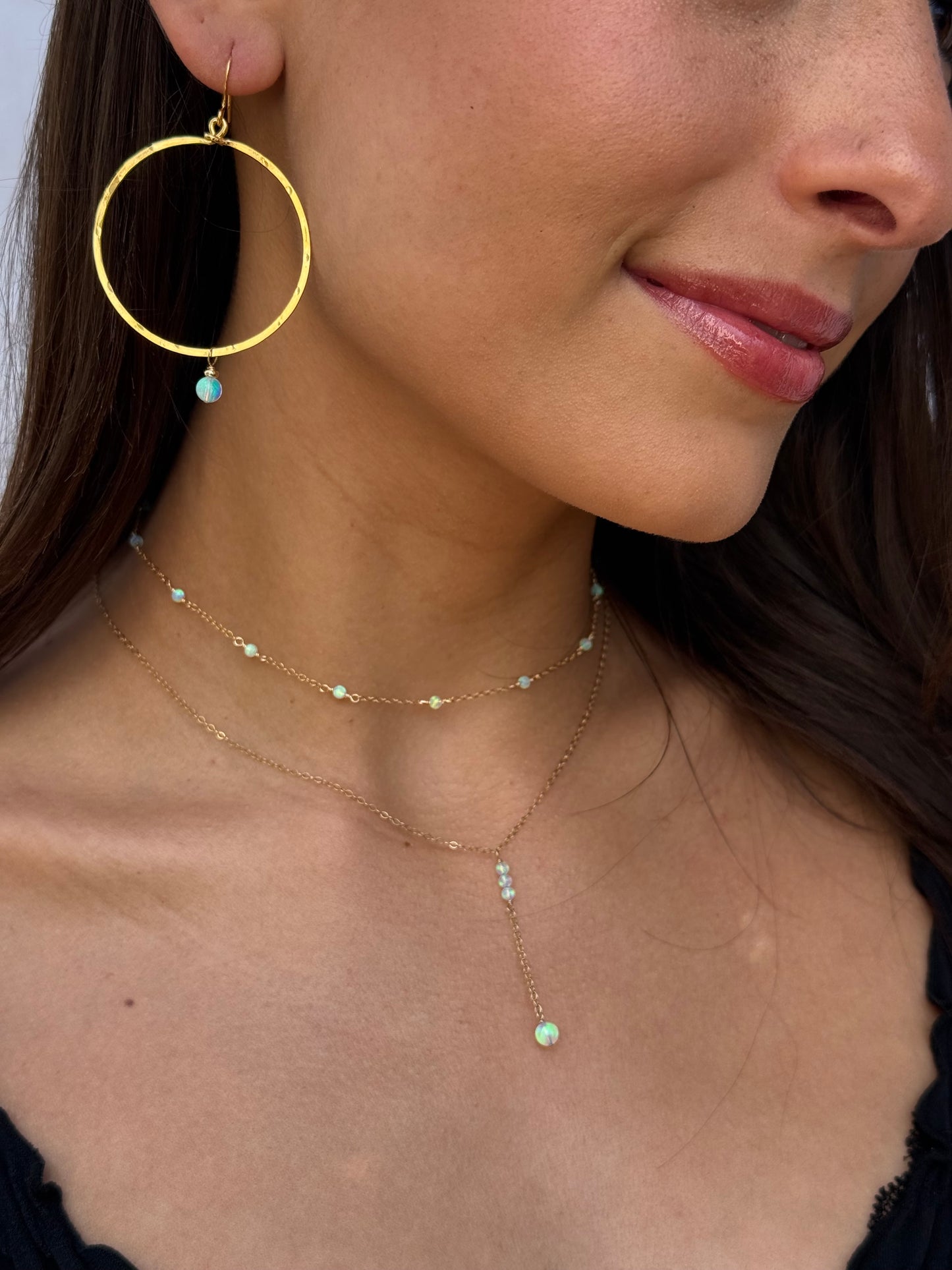 Opal Jelly Gold Hoops