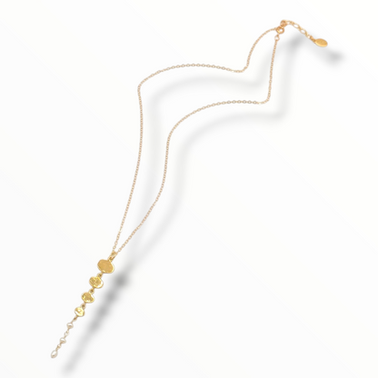 Tidal Drop Lariat Necklace – Baroque Pearl or Organic Gold Disc