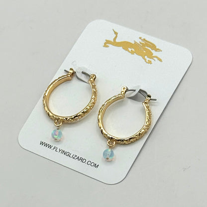 Floral 18 k Gold  & Opal Dangles