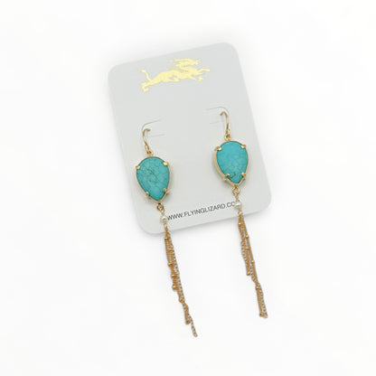 Turquoise Coast Gold Fringe Earrings