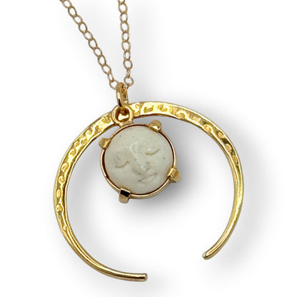 Gold Crescent Moon Face