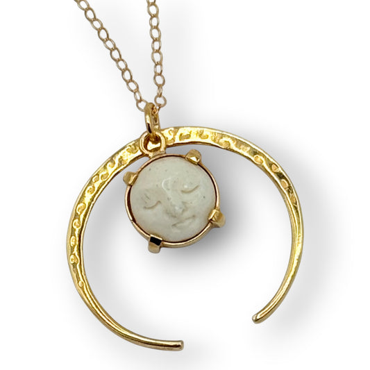 Gold Crescent Moon Face