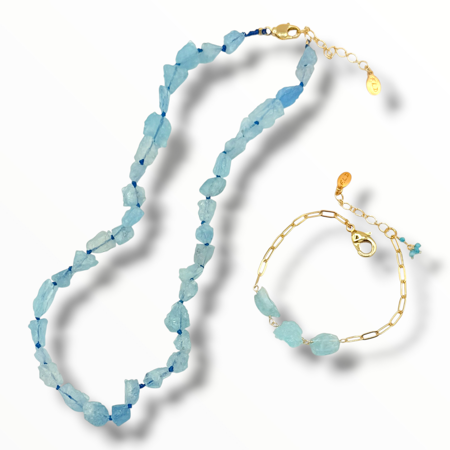 Rock Paper Scissors Raw Gemstone Necklace – Double-Knotted Silk | Tanzanite, Pink Tourmaline, Rose Quartz & Aquamarine