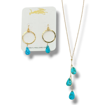 Arizona Turquoise Teardrop Hoop Earrings