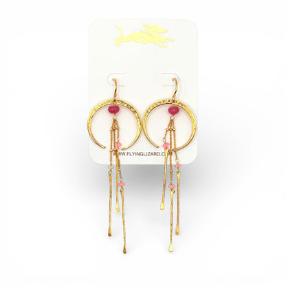 Crescent Gem & Stick Boho Hoops
