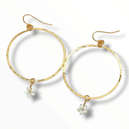 Meet Me at the Ocean – Carved Mother of Pearl Flower Earrings