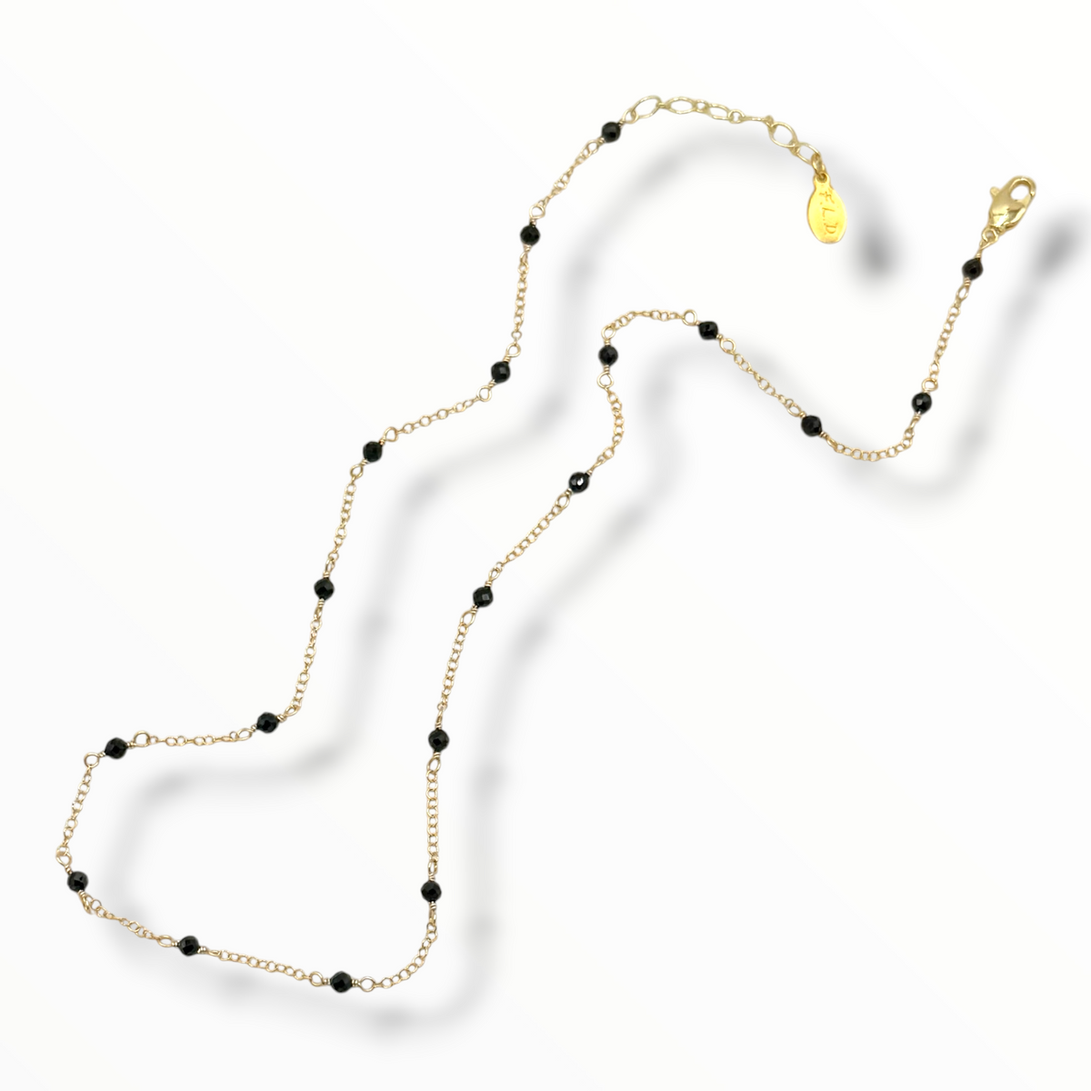 Gemstone Station Chain Necklace – Ruby, Blue Opal, Jelly Opal, Pearl & Black Spinel | 14K Gold Filled