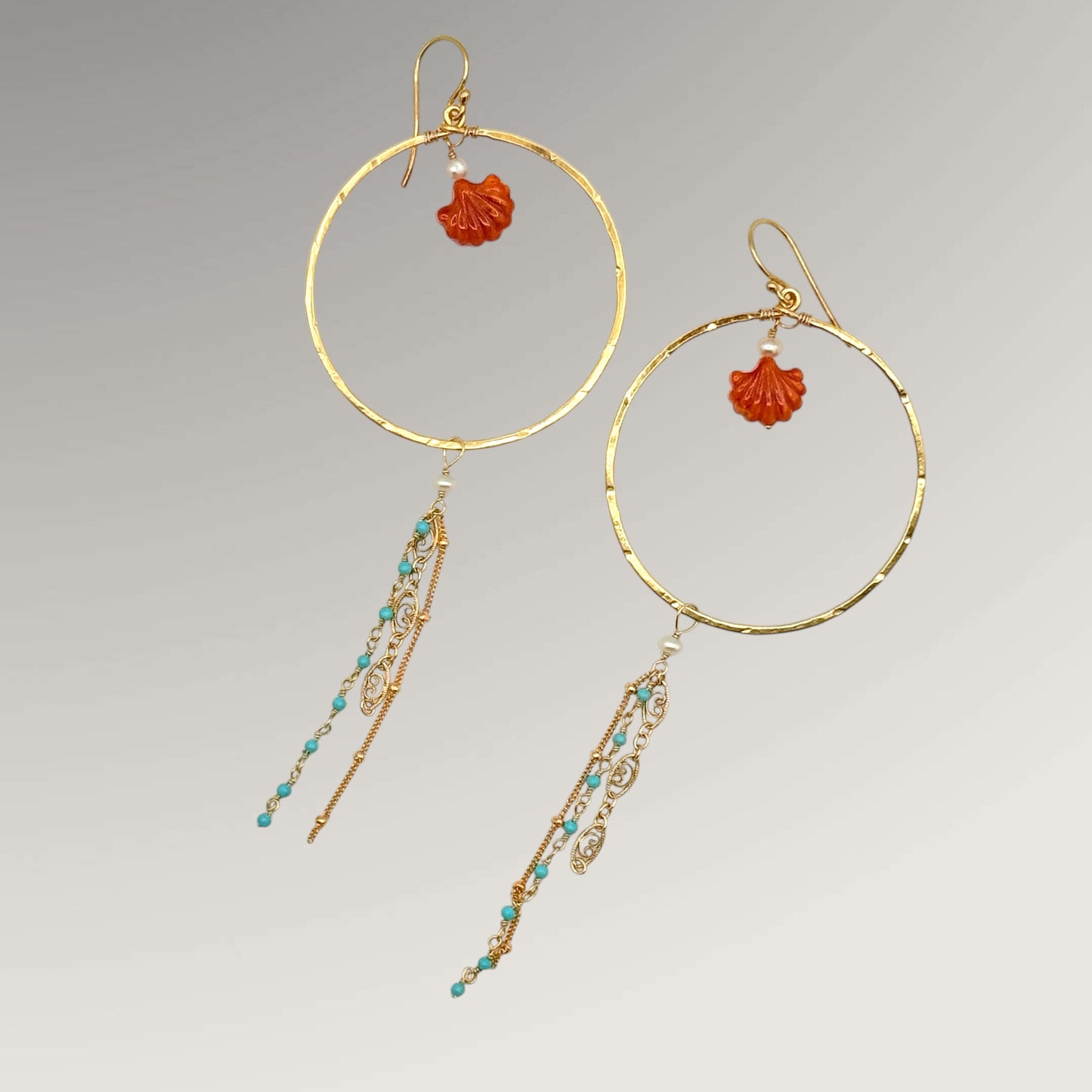 Sunny Cove Gold Shell Hoop Earrings