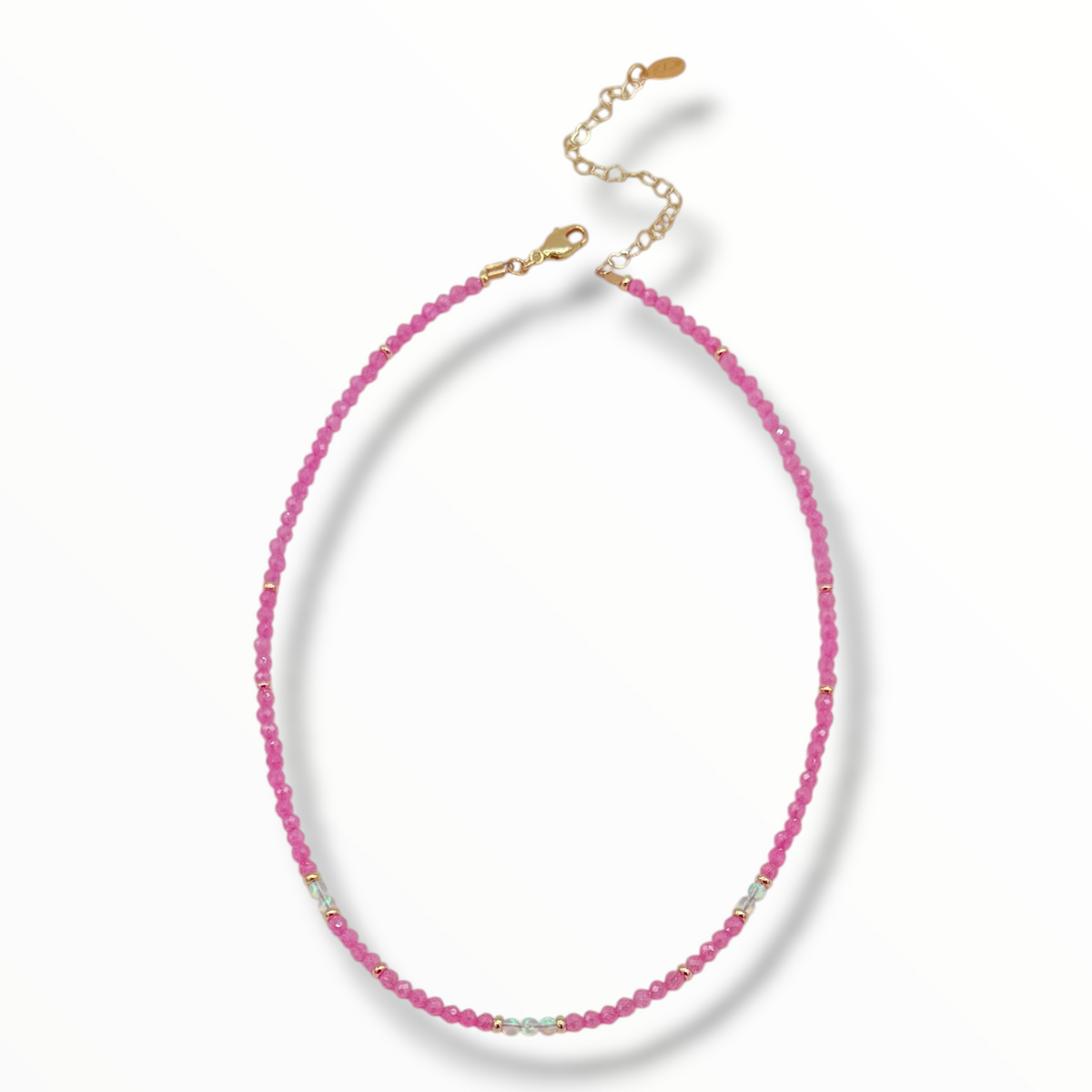 Pink & Green Orchid Choker & Opal Accents