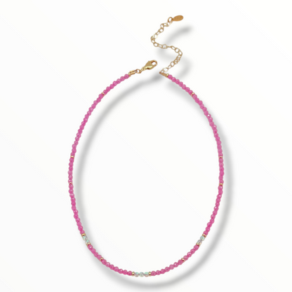 Pink & Green Orchid Choker & Opal Accents