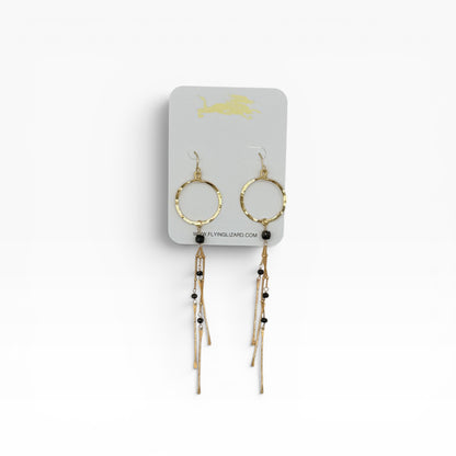 Mini Hoop Earrings with Gemstones & Gold Dangles