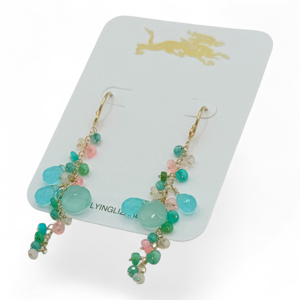 Aqua Chalcedony & Opal Cluster Earrings