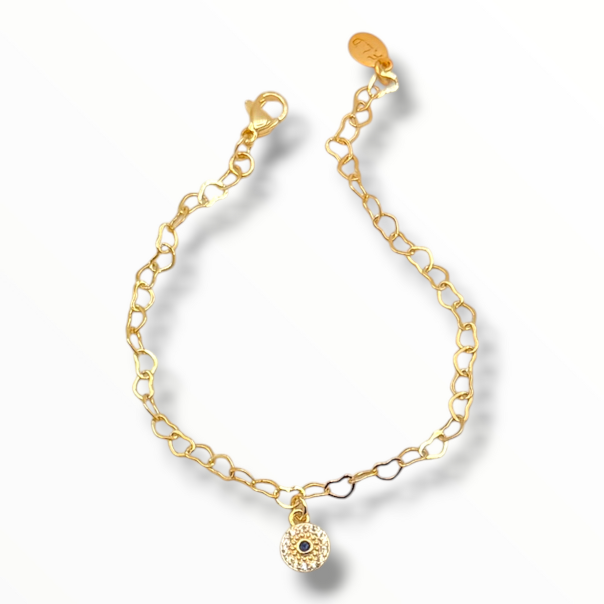 Dainty Heart Link Charm Bracelet – Gold Zircon Celestial Charms