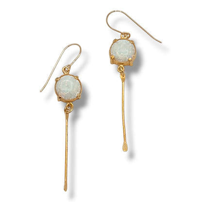 Modern White Opal Drop Earrings