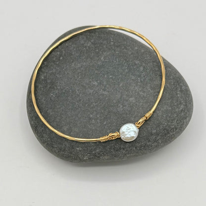 Purple/Pink , Blush and White Baroque Pearl Bangles – 18K Gold Vermeil | Artisan Pearl Bracelet