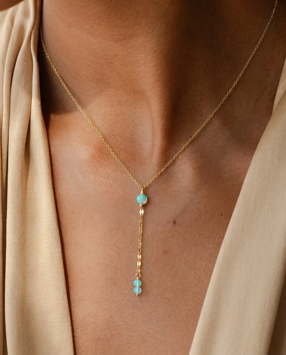Coastal Chic Dapped Chain Lariat Necklace Collection – Jelly Opal, Baroque Pearl & Hammered Gold