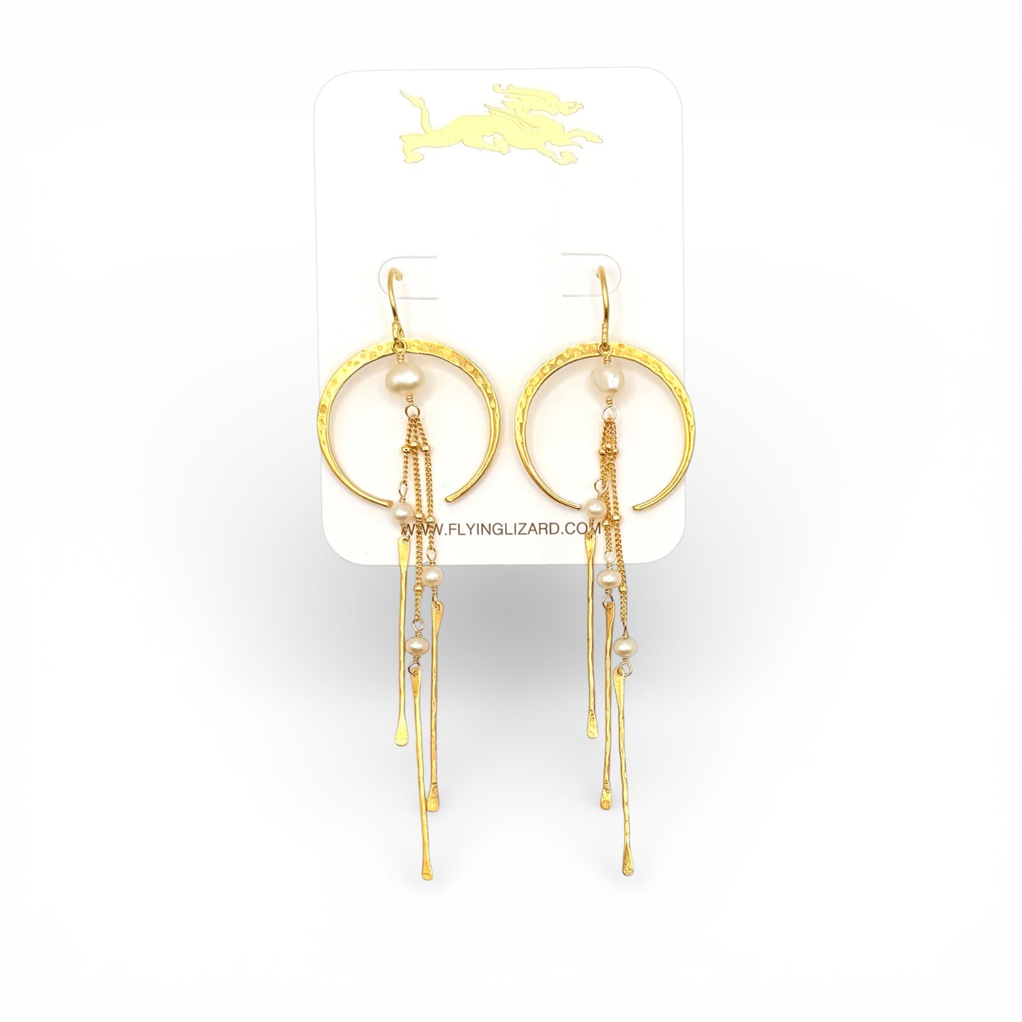 Crescent Gem & Stick Boho Hoops