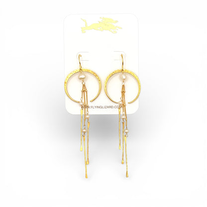 Crescent Gem & Stick Boho Hoops