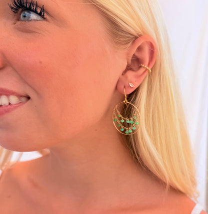 Green Opal Hoops