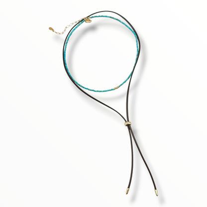 Coastal Western Choker + Bolo Tie Set. Turquoise or Rainbow