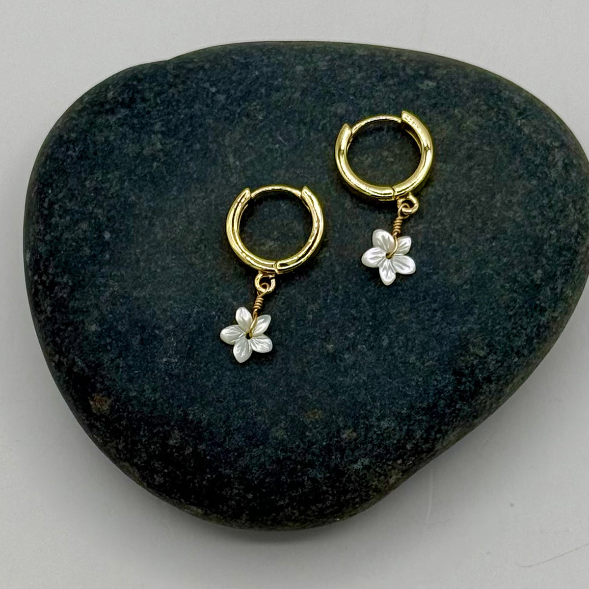 Meet Me at the Ocean – Carved Mother of Pearl Flower Earrings