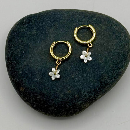 Meet Me at the Ocean – Carved Mother of Pearl Flower Earrings