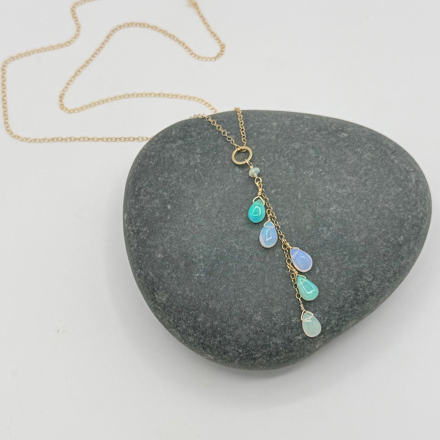 Pastel Opal Multi  Drop Necklace