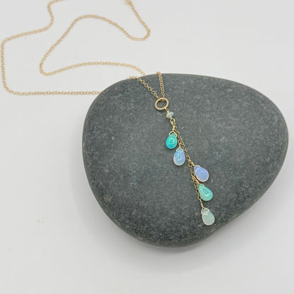 Pastel Opal Multi  Drop Necklace