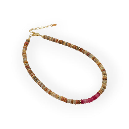 Beige Jasper & Pink Jade Choker Necklace