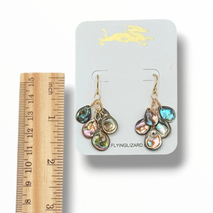 Ocean Mosaic – 14K Gold Filled Wire-Wrapped Abalone Earrings