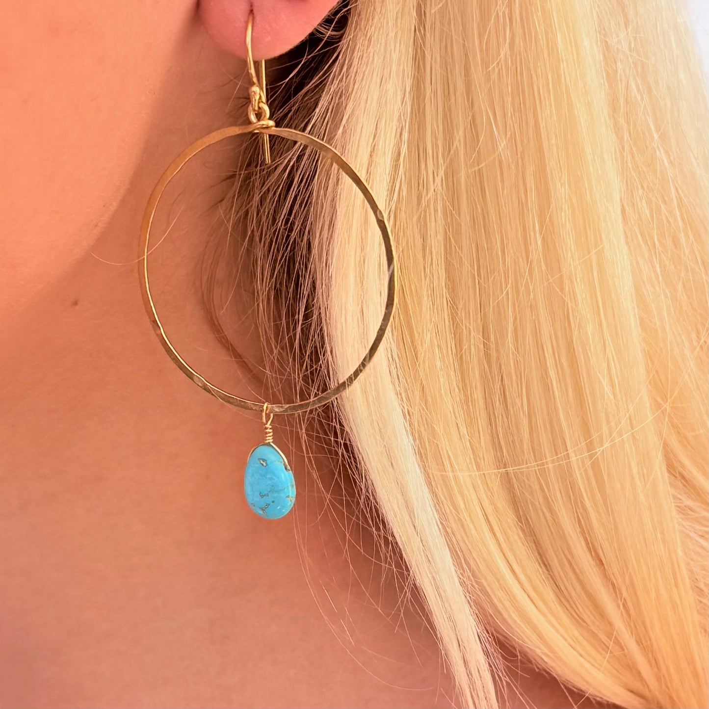 Turquoise Gold Hoops