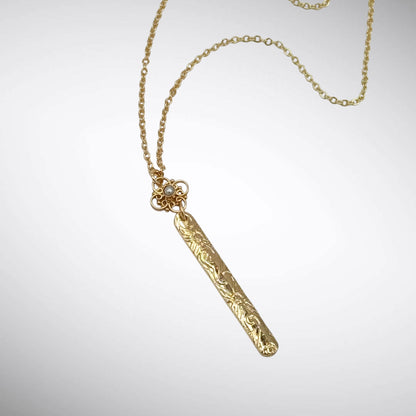 Vintage Pearl Flower Gold Bar Necklace