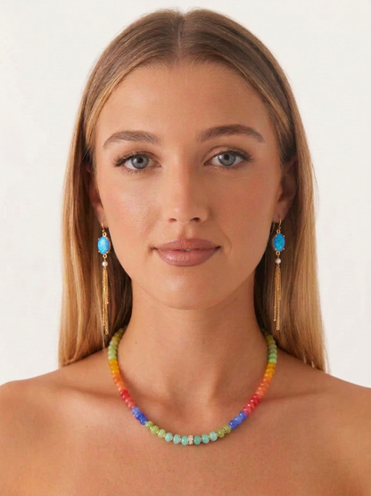 Prismatic Mixed Quartz Choker – Gold Accents & Zircon Wheel